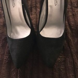 Black Faux Suede Pumps